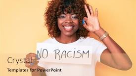  Presentation with racism - Presentation design enhanced with young-african-american-woman-holding background and a lemonade colored foreground