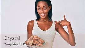  Presentation with proud american - Presentation design with young-african-american-woman-holding background and a coral colored foreground