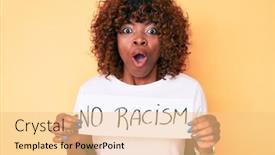  Presentation with racism - Beautiful slide deck featuring young-african-american-woman-holding backdrop and a lemonade colored foreground