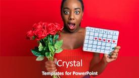  Presentation with heart flowers - Colorful presentation design enhanced with young-african-american-woman-holding backdrop and a crimson colored foreground