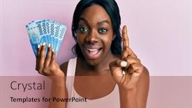  Presentation with chilean - PPT layouts with young-african-american-woman-holding background and a red colored foreground