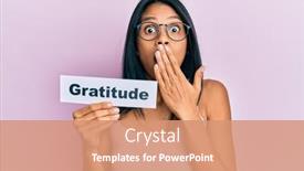  Presentation with african woman - Presentation theme consisting of young-african-american-woman-holding background and a coral colored foreground