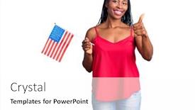  Presentation with united states flag - Slides enhanced with young-african-american-woman-holding background and a white colored foreground