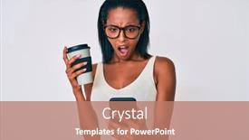  Presentation with takeaway coffee - Audience pleasing presentation theme consisting of young-african-american-woman-holding backdrop and a coral colored foreground