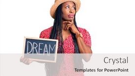  Presentation with american dream - Presentation theme featuring young-african-american-woman-holding background and a white colored foreground