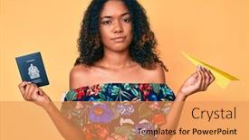  Presentation with canadian - Presentation theme consisting of young-african-american-woman-holding background and a yellow colored foreground