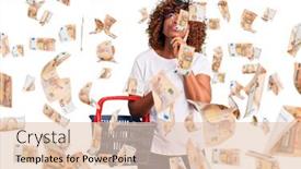  Presentation with african american woman question - PPT layouts having young-african-american-woman-holding background and a lemonade colored foreground