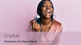  Presentation with blush - Presentation theme featuring young-african-american-woman-holding background and a soft green colored foreground