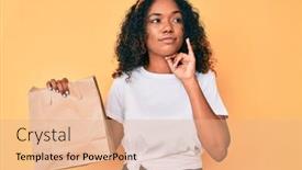 Presentation with african american woman question - Beautiful presentation featuring young-african-american-woman-holding backdrop and a coral colored foreground