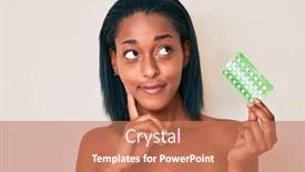  Presentation with african american woman question - Presentation theme with young-african-american-woman-holding background and a coral colored foreground