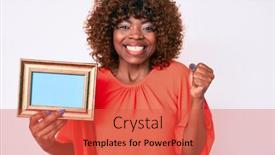  Presentation with proud american - Presentation design with young-african-american-woman-holding background and a red colored foreground