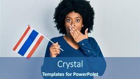  Presentation with american flag - Audience pleasing slide set consisting of young-african-american-woman-holding backdrop and a ocean colored foreground