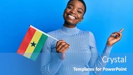  Presentation with ghana flag - Colorful PPT theme enhanced with young-african-american-woman-holding backdrop and a teal colored foreground