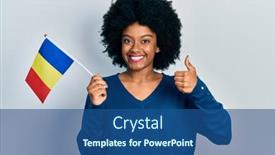  Presentation with american flag - Audience pleasing slide deck consisting of young-african-american-woman-holding backdrop and a ocean colored foreground