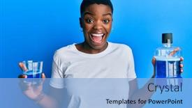  Presentation with breath - Cool new PPT layouts with young-african-american-woman-holding backdrop and a light blue colored foreground