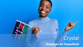  Presentation with american flag - Amazing PPT theme having young-african-american-woman-holding backdrop and a teal colored foreground