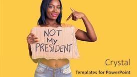  Presentation with african american protest - Beautiful PPT layouts featuring young-african-american-woman-holding backdrop and a yellow colored foreground