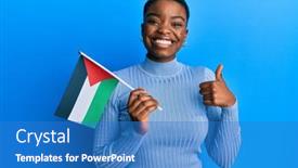  Presentation with palestine - Beautiful slides featuring young-african-american-woman-holding backdrop and a teal colored foreground