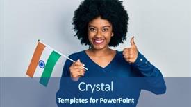  Presentation with india flag - PPT theme having young-african-american-woman-holding background and a ocean colored foreground