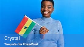  Presentation with ghana flag - PPT theme with young-african-american-woman-holding background and a teal colored foreground
