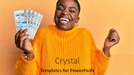  Presentation with proud american - Slide set with young-african-american-woman-holding background and a gold colored foreground