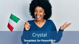  Presentation with american flag - Slide set consisting of young-african-american-woman-holding background and a ocean colored foreground