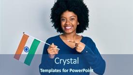  Presentation with india flag - Theme with young-african-american-woman-holding background and a ocean colored foreground