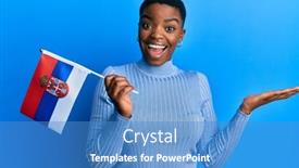  Presentation with achievement - PPT theme with young-african-american-woman-holding background and a  colored foreground