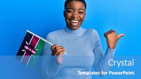  Presentation with african american culture - PPT theme enhanced with young-african-american-woman-holding background and a teal colored foreground