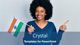  Presentation with india flag - PPT layouts consisting of young-african-american-woman-holding background and a ocean colored foreground