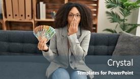  Presentation with australian - Presentation design consisting of young-african-american-woman-holding background and a ocean colored foreground