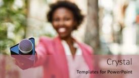  Presentation with journalist - Presentation with young-african-american-woman-journalist background and a coral colored foreground