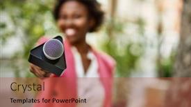  Presentation with journalist - Presentation having young-african-american-woman-journalist background and a  colored foreground