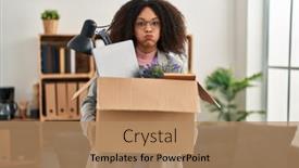  Presentation with new office - Presentation design featuring young-african-american-woman-moving background and a coral colored foreground