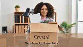  Presentation with new office - Presentation having young-african-american-woman-moving background and a coral colored foreground