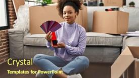  Presentation with african colors - Slides enhanced with young-african-american-woman-moving background and a tawny brown colored foreground