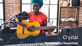  Presentation with classical music - Theme consisting of young-african-american-woman-musician background and a tawny brown colored foreground