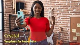  Presentation with tambourine - Slides enhanced with young-african-american-woman-musician background and a tawny brown colored foreground