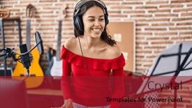  Presentation with piano keyboard - Presentation featuring young-african-american-woman-musician background and a crimson colored foreground