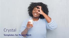  Presentation with eye glass - Audience pleasing PPT theme consisting of young-african-american-woman-over backdrop and a lemonade colored foreground