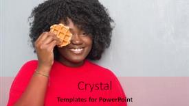  Presentation with belgium - PPT layouts enhanced with young african american woman over grey grunge wall eating belgium waffle with a happy face standing and smiling with a confident smile showing teeth background and a red colored foreground