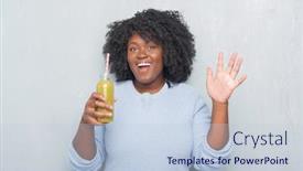  Presentation with detox - Amazing PPT theme having young african american woman over grey grunge wall drinking detox green juice very happy and excited winner expression celebrating victory screaming with big smile and raised hands backdrop and a lemonade colored foreground