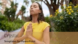 Presentation with closed - Slides featuring young-african-american-woman-praying background and a gold colored foreground