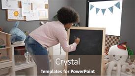  Presentation with preschool - Presentation design consisting of young-african-american-woman-preschool background and a violet colored foreground