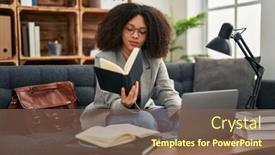  Presentation with psychology - Presentation theme consisting of young-african-american-woman-psychologist background and a violet colored foreground