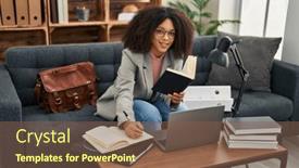  Presentation with psychology - Slides enhanced with young-african-american-woman-psychologist background and a tawny brown colored foreground