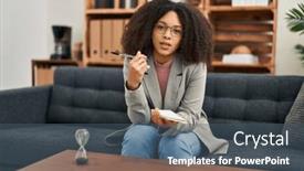  Presentation with psychology - Presentation theme consisting of young-african-american-woman-psychologist background and a ocean colored foreground
