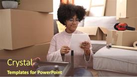  Presentation with reading table - Presentation with young-african-american-woman-reading background and a tawny brown colored foreground