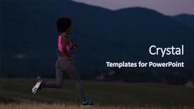  Presentation with woman runner - PPT layouts with young african american woman runner with headphones jogging outdoors in nature beautiful summer night - fitness people and healthy lifestyle background and a wine colored foreground