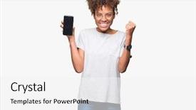  Presentation with african american in technology - Theme having young african american woman showing background and a  colored foreground